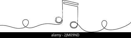 Musiknote in einer fortlaufenden Linienzeichnung, Vektorgrafik Stock Vektor