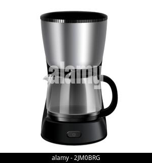 Tropfkaffeemaschine 3D Vektorgrafik. Realistische Kaffeemaschine isoliert auf transparentem Hintergrund, Stock Vektor