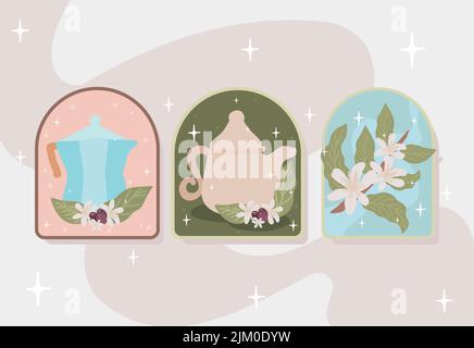 Internationaler Kaffeetag, Symbole eingestellt Stock Vektor