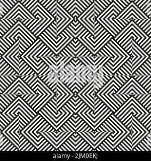 Nahtloses monochromes Rautenmuster. Abstrakter geometrischer Hintergrund. In Scheiben geschnittene Formen. Optischer Effekt. Stock Vektor