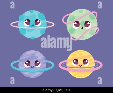 Kawaii-Weltraumplaneten Stock Vektor