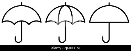 Symbolsatz für die Umbrella-Linie. Sonnenschirmsymbol. Vektordarstellung auf weißem Hintergrund isoliert Stock Vektor