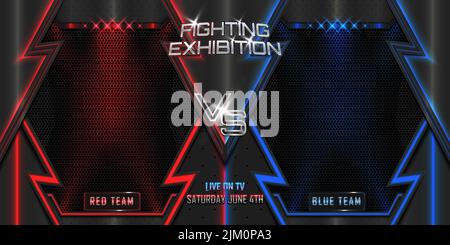 Eine Kampfausstellung versus horizontaler Poster-Banner-Hintergrund für Boxen, MMA, Ringen, UFC Stock Vektor
