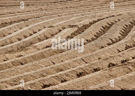 Das gepflügte Feld in Geilenkirchen, Deutschland - Farmlandschaft Stockfoto