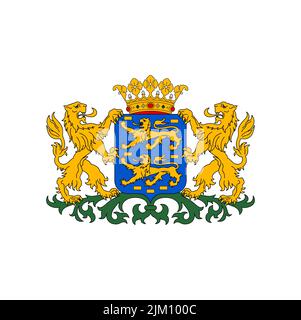 Niederlande Wappen, Provinz Friesland Heraldik oder Wappensymbol, Vektor niederländischen Symbol. Niederlande Provinz königliches Wappen mit Löwen, shi Stock Vektor