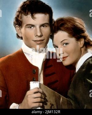 ROMY SCHNEIDER und HORST BUCHHOLZ in DAS MÄDCHEN UND DIE LEGENDE (1957) -Originaltitel: ROBINSON SOLL NICHT STERBEN-, Regie: JOSEF VON BAKY. Quelle: WDR / Album Stockfoto