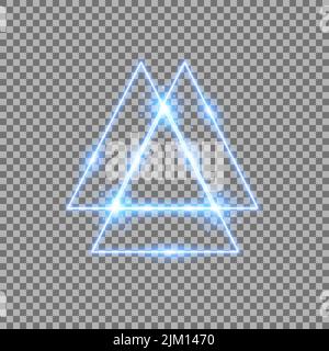 Dreieckslicht-Effekt, Laser, Funken, Neonlichter auf transparentem Hintergrund, blaue Farbe Stock Vektor