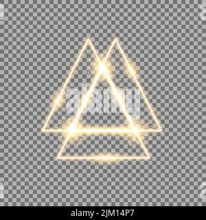 Dreieckslicht-Effekt, Laser, Funken, Neonlichter auf transparentem Hintergrund, goldene Farbe Stock Vektor