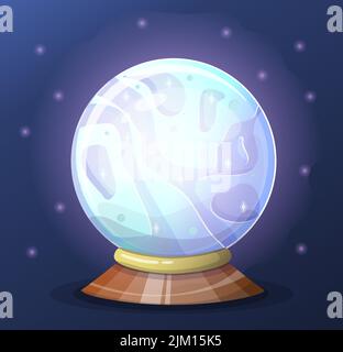 Vektor magische Glück Kugel Glaskugel. Hexen Magic Crystal Ball, Wahrsager, magische Kristallkugeln. Vorhersagen und positive Bestätigungen, Heilung Stock Vektor