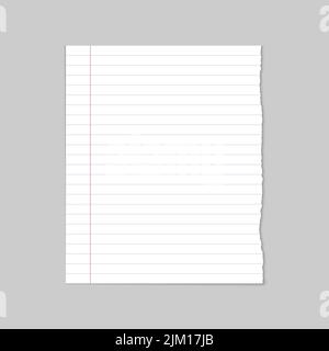 Zerrissene weiße Linie Schulpapier, Notepad Hintergrund Stock Vektor