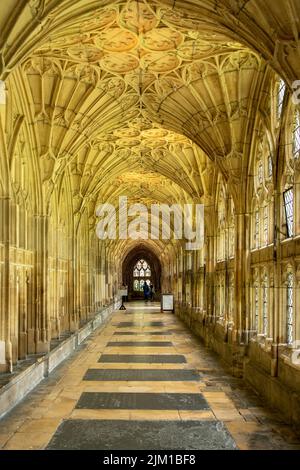 Kreuzgang in der Kathedrale, Gloucester, Gloucestershire, England Stockfoto