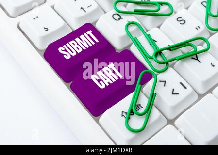 Textüberschrift mit dem Einreichwagen. Business Showcase Senden der Einkaufsliste der Online-Artikel zur Kasse gehen -48895 Stockfoto