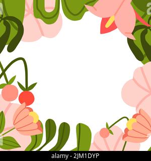 Handgezeichnete abstrakte Grafik Clipart Illustration Vektor Hintergrund Rand Rahmen Druck der Komposition, abstrakte Boho Garten Natur Form, Blüte Blume Stock Vektor