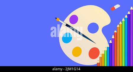 Mehrfarbige Aquarellfarbe Feld Vektor-Illustration. Blauer Hintergrund Stock Vektor