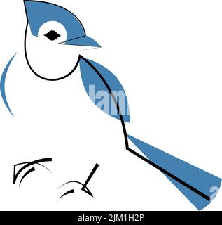 Blue Jay Vogel minimalistische Linie Stil Vektor-Illustration. Isoliert auf weißem Hintergrund. Stock Vektor