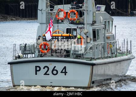 HMS Archer (P264) Patrouillenschiff der Royal Navy auf dem Fluss Tyne in Newcastle. Stockfoto