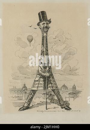 Gustav Eiffel in Form des Eiffelturms, Exposition universelle, 1889. Museum: PRIVATE SAMMLUNG. Autor: Edward Linley Sambourne. Stockfoto