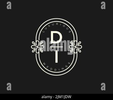 DI Initialen Brief Hochzeit Monogramm Logos Vorlage, handgezeichnete moderne minimalistische und florale Vorlagen für Einladungskarten, Save the Date, elegant Stock Vektor