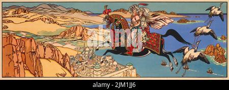 Illustration für arabische Märchen. Museum: PRIVATE SAMMLUNG. AUTOR: IVAN YAKOVLEVICH BILIBIN. Stockfoto