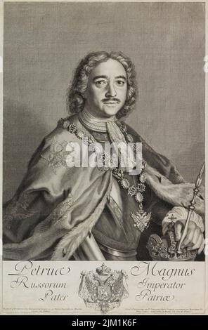 Porträt von Kaiser Peter I. dem Großen (1672-1725). Museum: PRIVATE SAMMLUNG. Autor: Pierre Soubeyran. Stockfoto