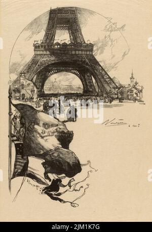 Tour Eiffel, Exposition universelle de 1889. Museum: PRIVATE SAMMLUNG. Autor: Auguste Lepère. Stockfoto