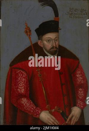 Porträt von Stephan Báthory (1533-1586), König von Polen und Großherzog von Litauen. Museum: Muzeum Narodowe, Krakau. Autor: ANONYM. Stockfoto