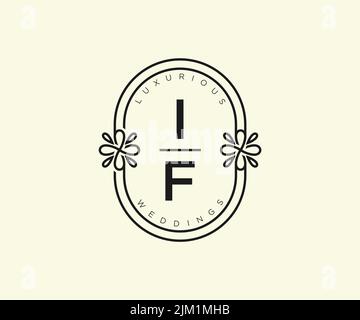 IF Initials Letter Hochzeit Monogramm Logos Vorlage, handgezeichnete moderne minimalistische und florale Vorlagen für Einladungskarten, Save the Date, elegant Stock Vektor