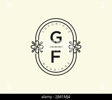 GF Initials Letter Hochzeitslogo-Vorlage, handgezeichnete moderne minimalistische und florale Vorlagen für Einladungskarten, Save the Date, elegant Stock Vektor