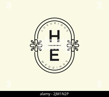 ER Initialen Brief Hochzeit Monogramm Logos Vorlage, handgezeichnete moderne minimalistische und florale Vorlagen für Einladungskarten, Save the Date, elegant Stock Vektor