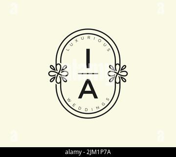 IA Initials Letter Hochzeit Monogramm Logos Vorlage, handgezeichnete moderne minimalistische und florale Vorlagen für Einladungskarten, Save the Date, elegant Stock Vektor