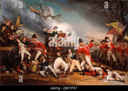 Der Tod von General Mercer in der Schlacht von Princeton, Januar 3. 1777, Ölgemälde auf Leinwand von John Trumbull, 1789-1831 Stockfoto