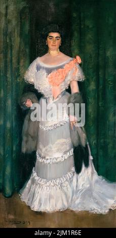 Montserrat Casas De Nieto im Abendkleid, Portrait in Öl auf Leinwand von Ramon Casas, 1904 Stockfoto