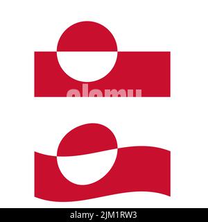 Flagge Grönlands. Grönländische Nationalflagge. Grönländische Flagge. Flacher Stil. Stockfoto