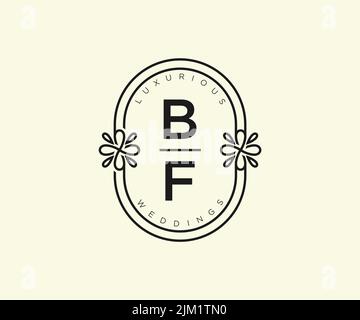 BF Initials Letter Hochzeitslogo-Vorlage, handgezeichnete moderne minimalistische und florale Vorlagen für Einladungskarten, Save the Date, elegant Stock Vektor