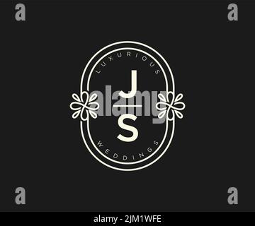 JS Initials Letter Hochzeit Monogramm Logos Vorlage, handgezeichnete moderne minimalistische und florale Vorlagen für Einladungskarten, Save the Date, elegant Stock Vektor