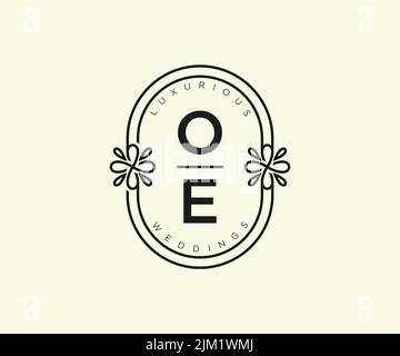 OE Initialen Brief Hochzeit Monogramm Logos Vorlage, handgezeichnete moderne minimalistische und florale Vorlagen für Einladungskarten, Save the Date, elegant Stock Vektor