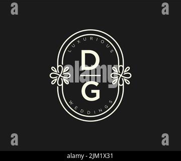 DG Initials Letter Hochzeitslogo-Vorlage, handgezeichnete moderne minimalistische und florale Vorlagen für Einladungskarten, Save the Date, elegant Stock Vektor