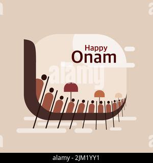 Illustration eines Bootsrennen während des „Onam“-Festivals. Onam ist das beliebte Festival in Kerala, Indien Stock Vektor