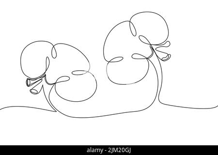 Nieren Handgezeichnetes Symbol kontinuierliche Linienzeichnung. Menschliche Organe Kreative abstrakte Kunst Hintergrund trendy Konzept eine einzige Linie Design. Einfache Umrisse Stock Vektor