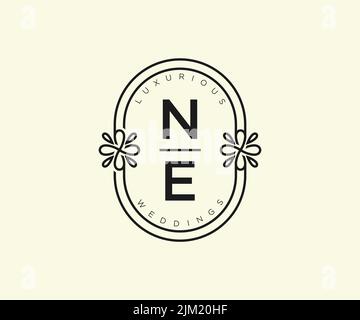 NE Initialen Brief Hochzeit Monogramm Logos Vorlage, handgezeichnete moderne minimalistische und florale Vorlagen für Einladungskarten, Save the Date, elegant Stock Vektor