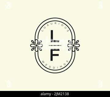 LF Initialen Brief Hochzeit Monogramm Logos Vorlage, handgezeichnete moderne minimalistische und florale Vorlagen für Einladungskarten, Save the Date, elegant Stock Vektor