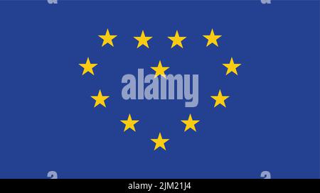 Flagge der Europäischen Union mit Sternen, die eine Herzform bilden. Konzept der Einheit von Europa und Europa Feier. Stock Vektor