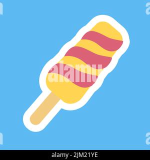 Obst Eis gefroren Dessert Icon Aufkleber, flaches Design Vektor-Illustration Stock Vektor