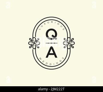 QA Initials Letter Hochzeit Monogramm Logos Vorlage, handgezeichnete moderne minimalistische und florale Vorlagen für Einladungskarten, Save the Date, elegant Stock Vektor