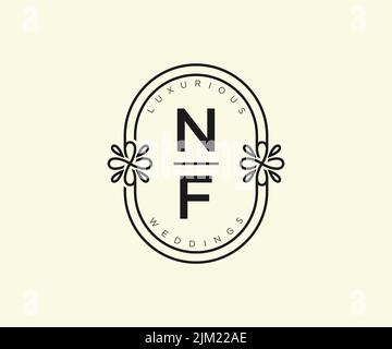 NF Initialen Brief Hochzeit Monogramm Logos Vorlage, handgezeichnete moderne minimalistische und florale Vorlagen für Einladungskarten, Save the Date, elegant Stock Vektor
