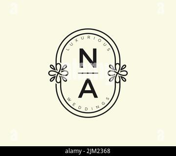 NA Initialen Brief Hochzeit Monogramm Logos Vorlage, handgezeichnete moderne minimalistische und florale Vorlagen für Einladungskarten, Save the Date, elegant Stock Vektor
