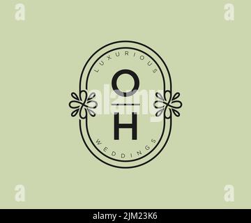 OH Initialen Brief Hochzeit Monogramm Logos Vorlage, handgezeichnete moderne minimalistische und florale Vorlagen für Einladungskarten, Save the Date, elegant Stock Vektor