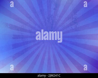 Altes Papier mit geometrischen Strahlen. Blauer Stern mit Burst-Muster. Vintage-Design. Stockfoto