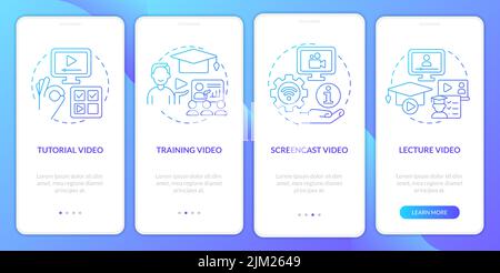 MicroLearning-Videos im Online-Trainingsgradient Onboarding-Bildschirm der mobilen App Stock Vektor