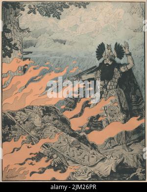 Premierenplakat für die Oper die Walküre von Richard Wagner in der Opéra de Paris. Museum: PRIVATE SAMMLUNG. Autor: EUGENE GRASSET. Stockfoto